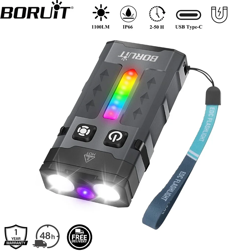 Fishing Light - BORUiT EV20 1100LM EDC UV Portachiavi