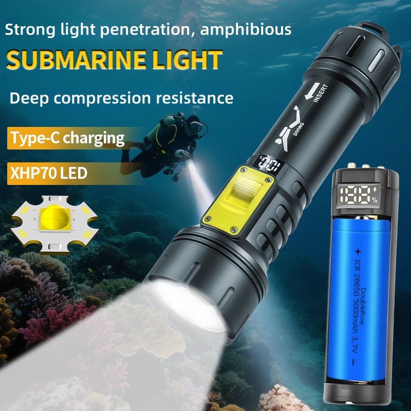 Fishing Light - Nuova torcia subacquea XHP70 Custodia di
