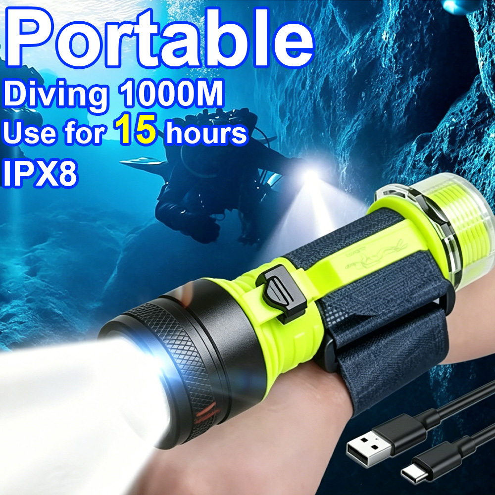 Fishing Light - Nuova Torcia Subacquea LED Professionale Portatile,